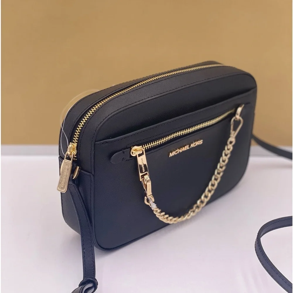 MICHAEL KORS LARGE EW ZIP CHAIN CROSSBODY black